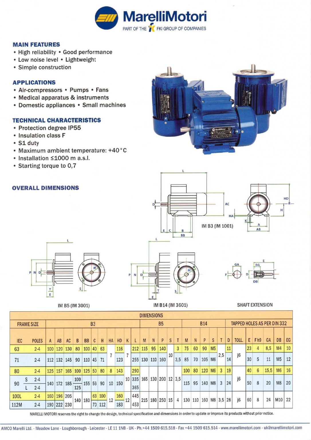 MARELLIMOTORI Single Phase Motor FS DRIVE SYSTEM SDN. BHD.